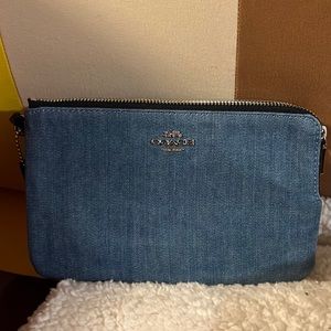 Coach double zipper denim clutch/wallet